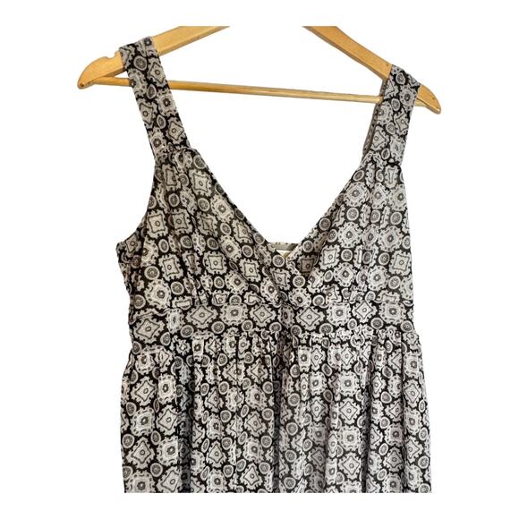 Michael Kors Brown Geometric Empire Babydoll fit and flair Boho Top Large - Picture 2 of 6